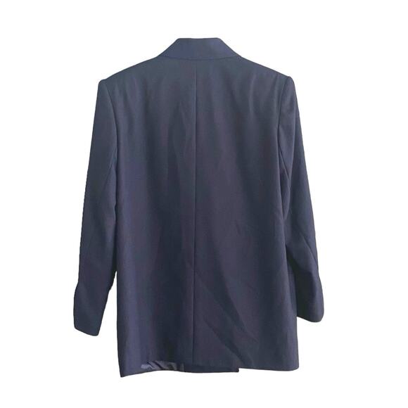 Giorgio Sant’Angelo Women’s 8 Wool Blazer Double Breasted 90s Navy Blue Academia - Picture 3 of 6